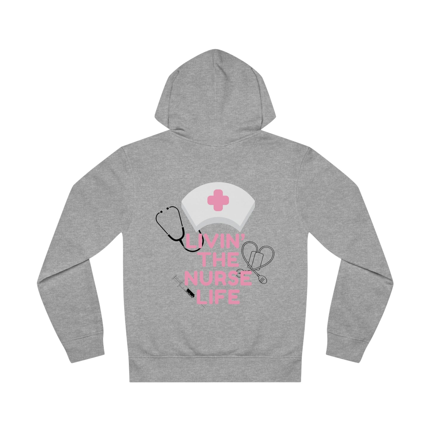 'Livin' The Nurse Life' impreso en ambos lados. Sudadera con capucha baterista unisex