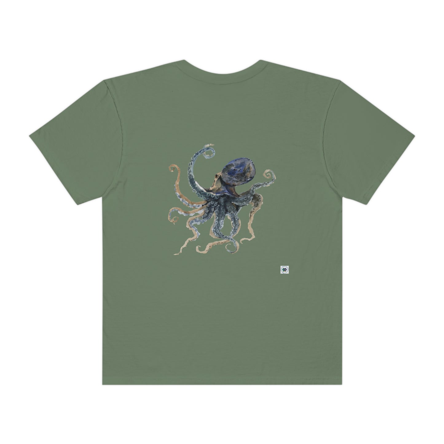 ‘Octopus’ Printed Front & Back.   Unisex Garment-Dyed T-shirt