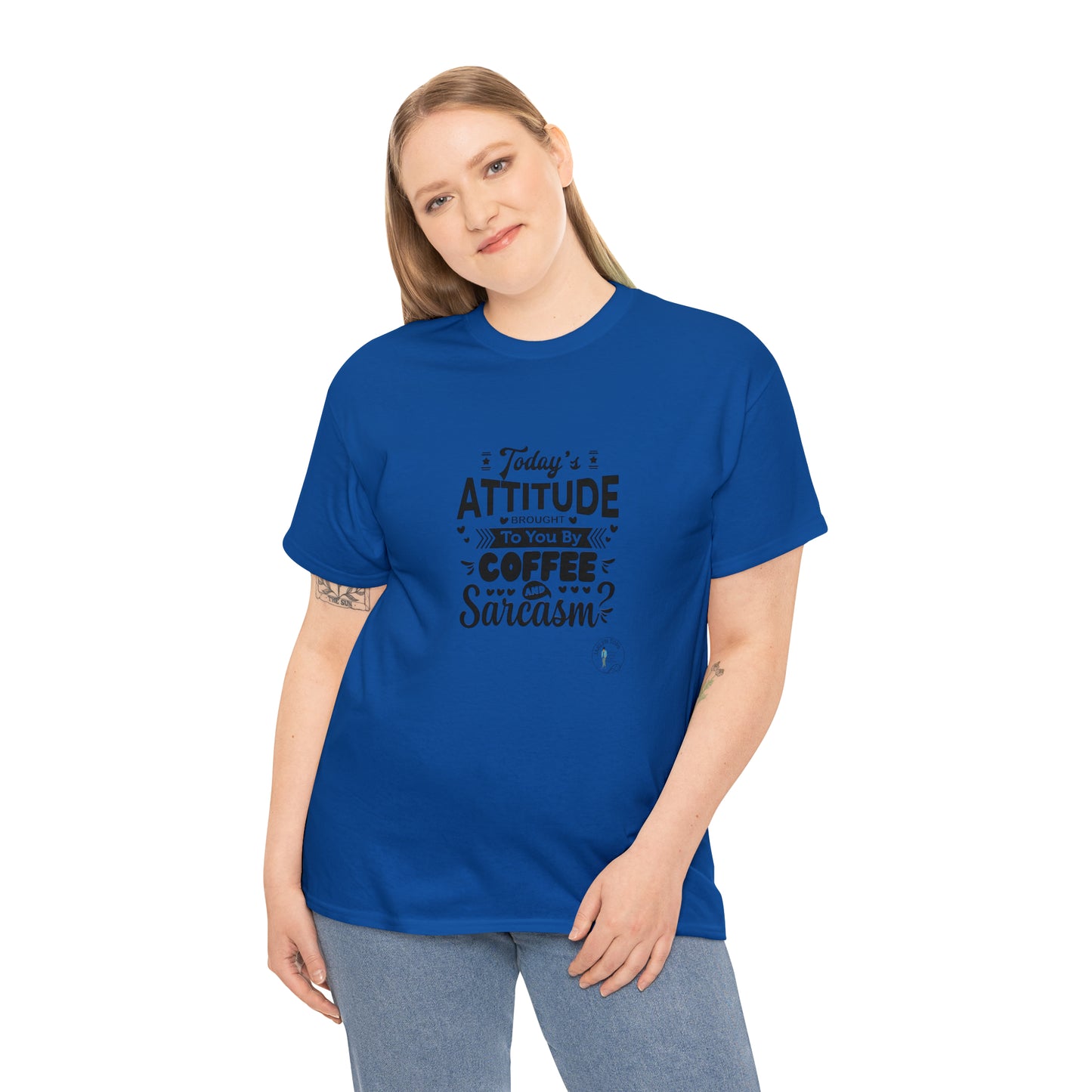 ‘Todays attitude brought to you by Coffee and Sarcasm’ Unisex Heavy Cotton Tee