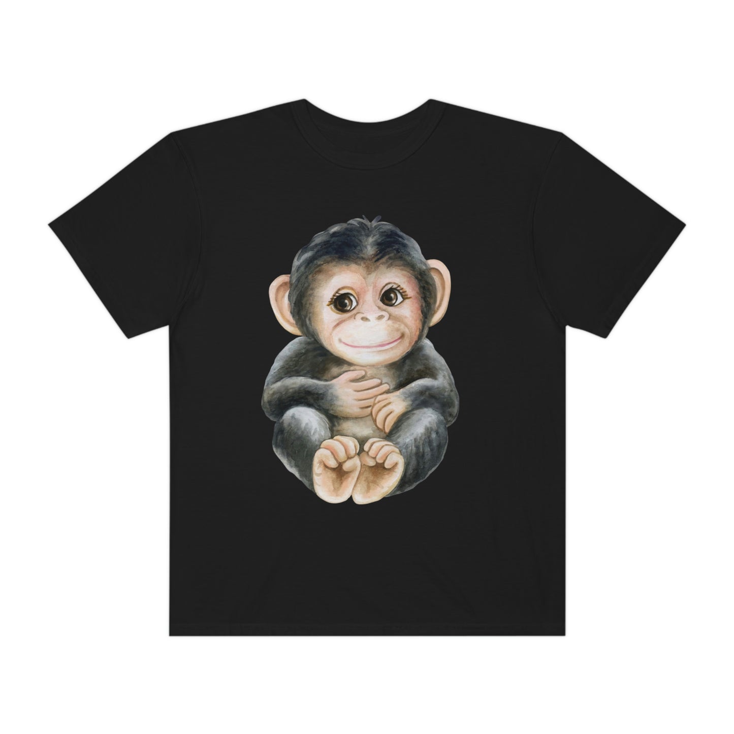 ‘Baby monkey’ Printed Front & Back.  Unisex Garment-Dyed T-shirt