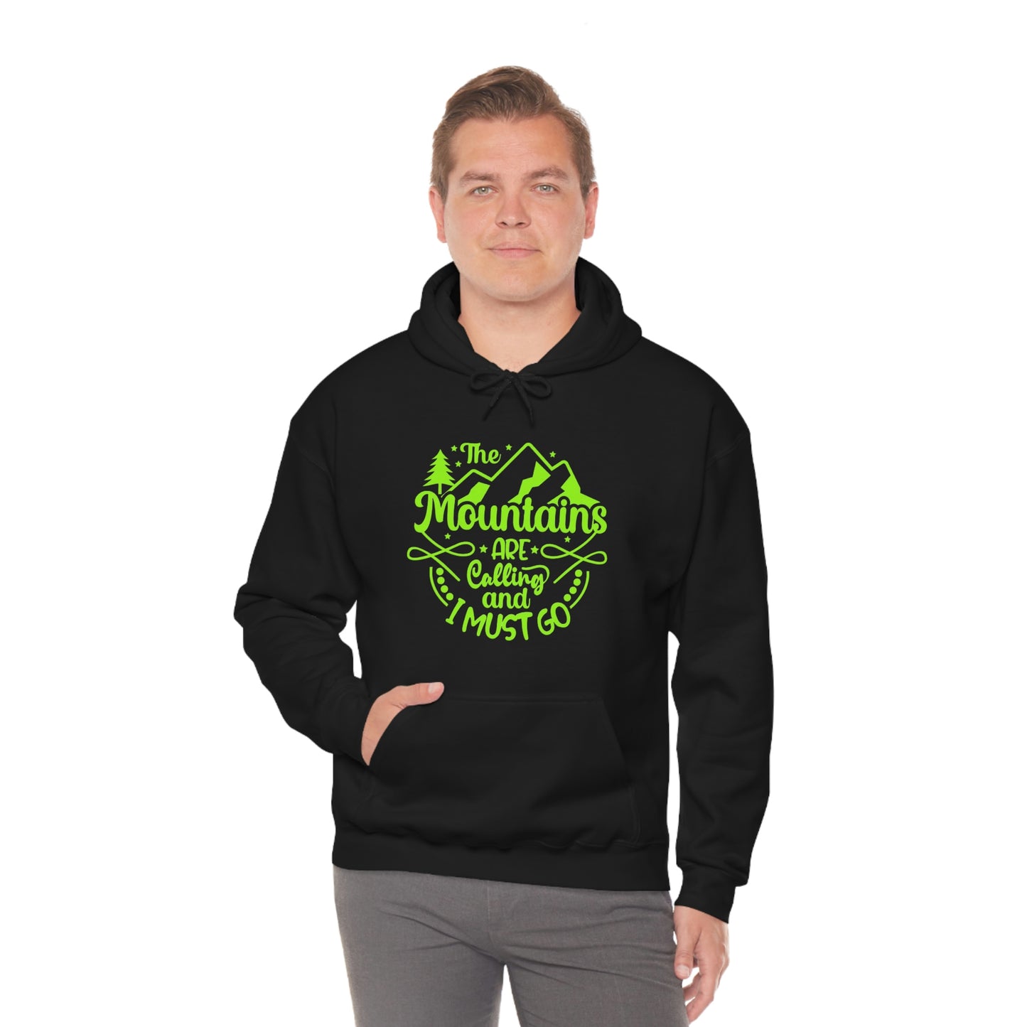 'Las montañas están llamando y debo irme' Sudadera con capucha unisex Heavy Blend™