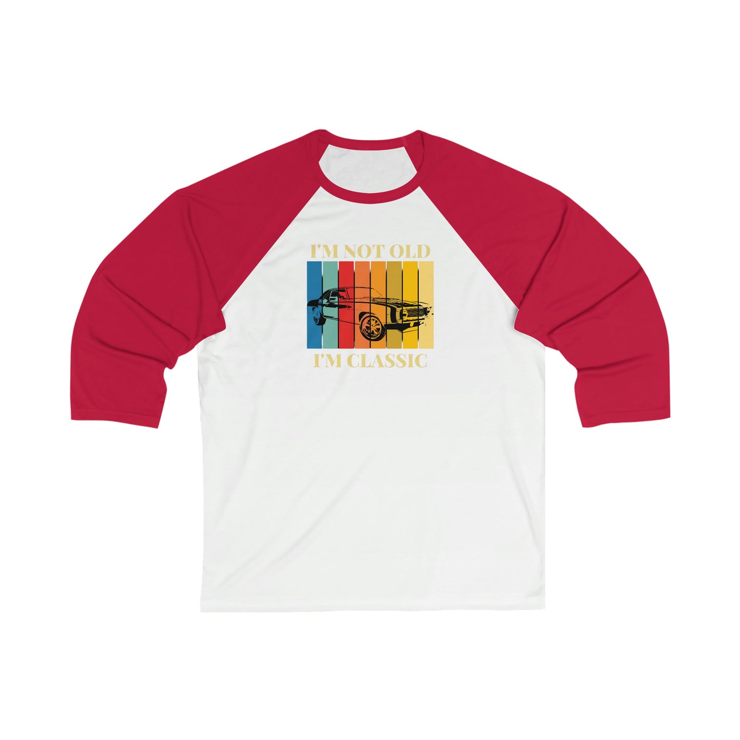 Camiseta de béisbol de manga 3\4 unisex "No soy viejo, soy un clásico"