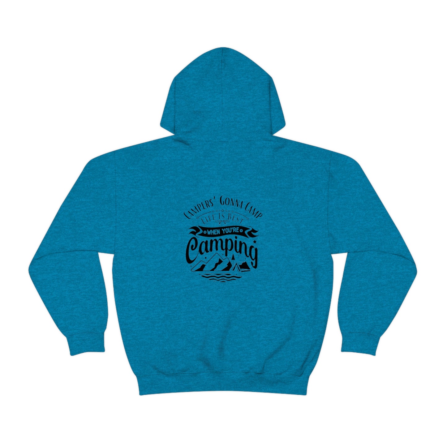 ‘Campers Gonna Camp’ Printed Front & Back.  Unisex Heavy Blend™ Hooded Sweatshirt