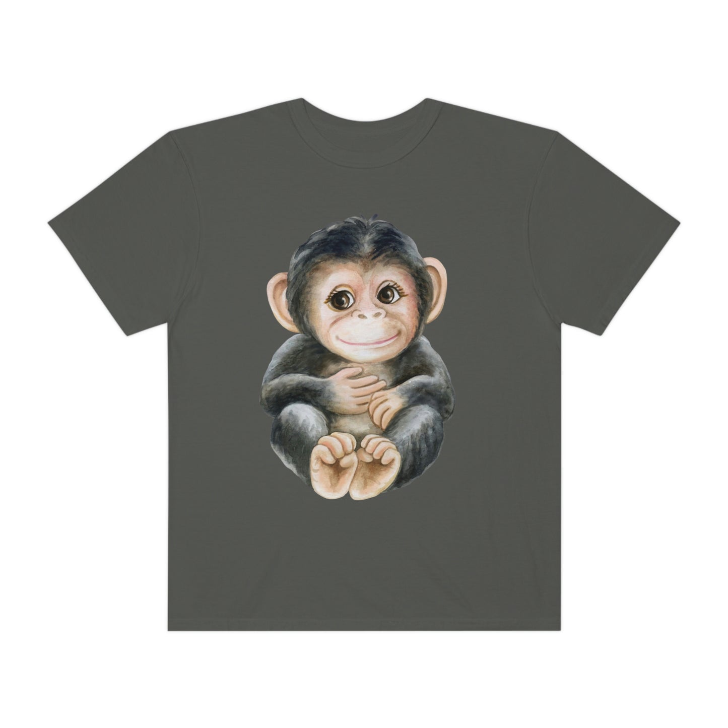 ‘Baby monkey’ Printed Front & Back.  Unisex Garment-Dyed T-shirt