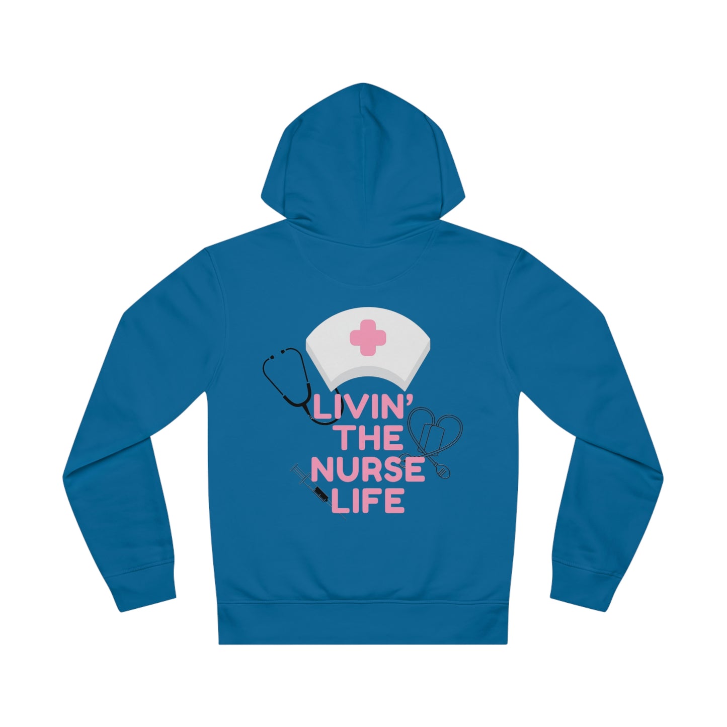 'Livin' The Nurse Life' impreso en ambos lados. Sudadera con capucha baterista unisex