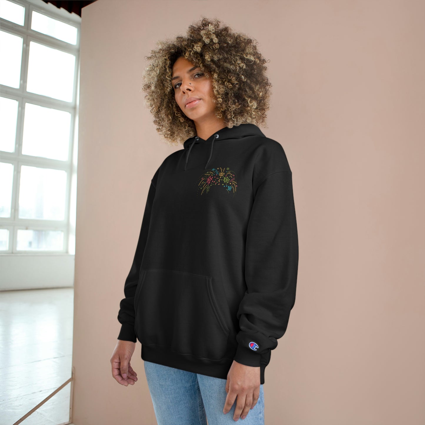 ‘And then, just like that, she did it! ‘  Printed Front & Back. Champion Hoodie