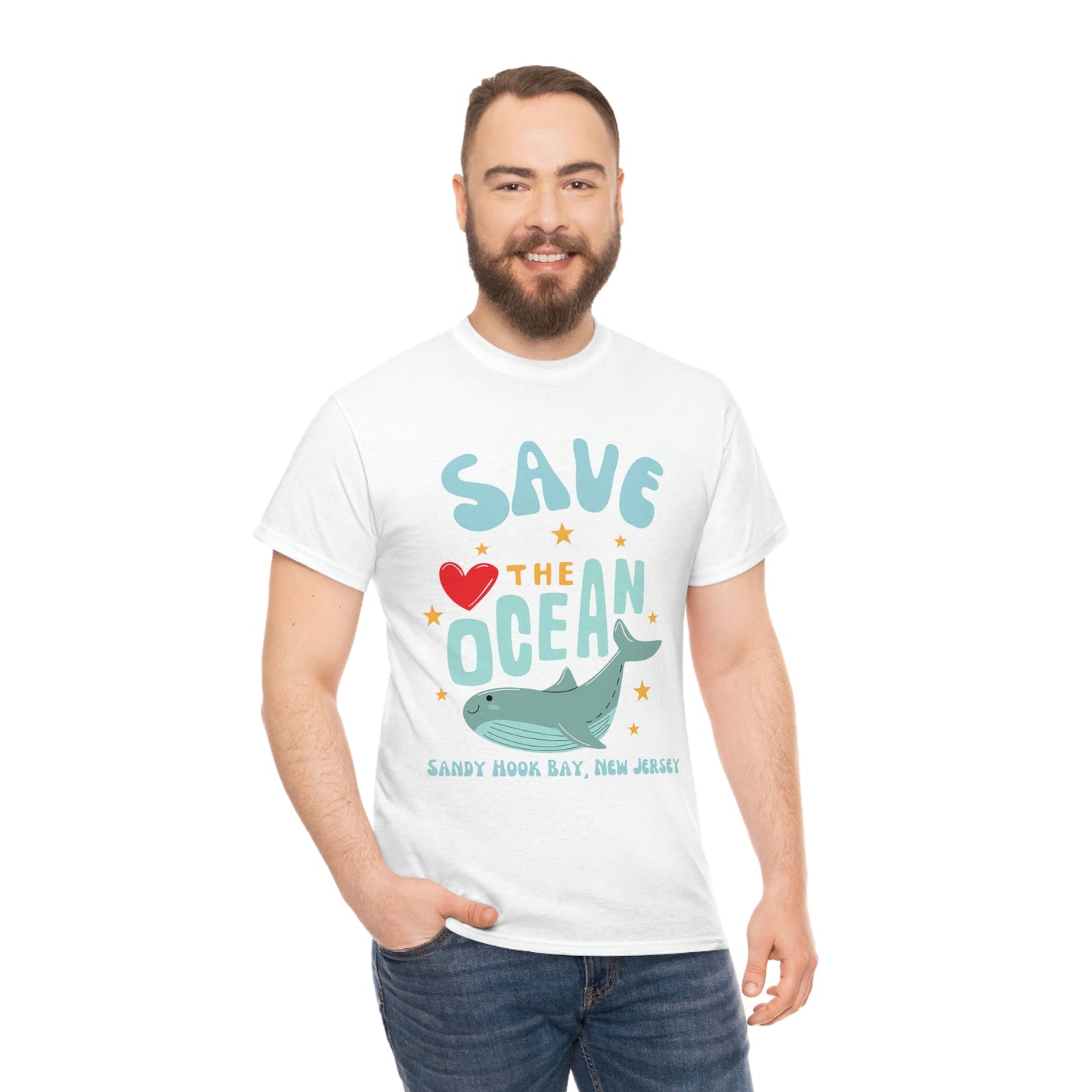 ‘Save the Ocean. Sandy Hook Bay, New Jersey’  ORIGINAL DESIGN Heavy Cotton Tee