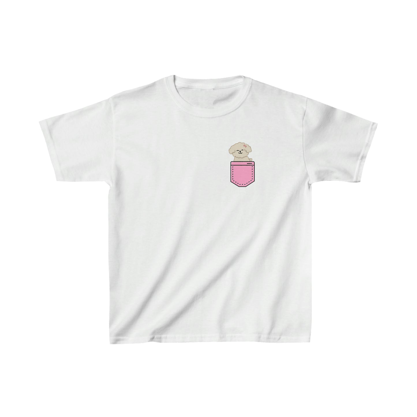 ‘Pocket Puppy’ Printed Front & Back.  Kids Heavy Cotton™ Tee