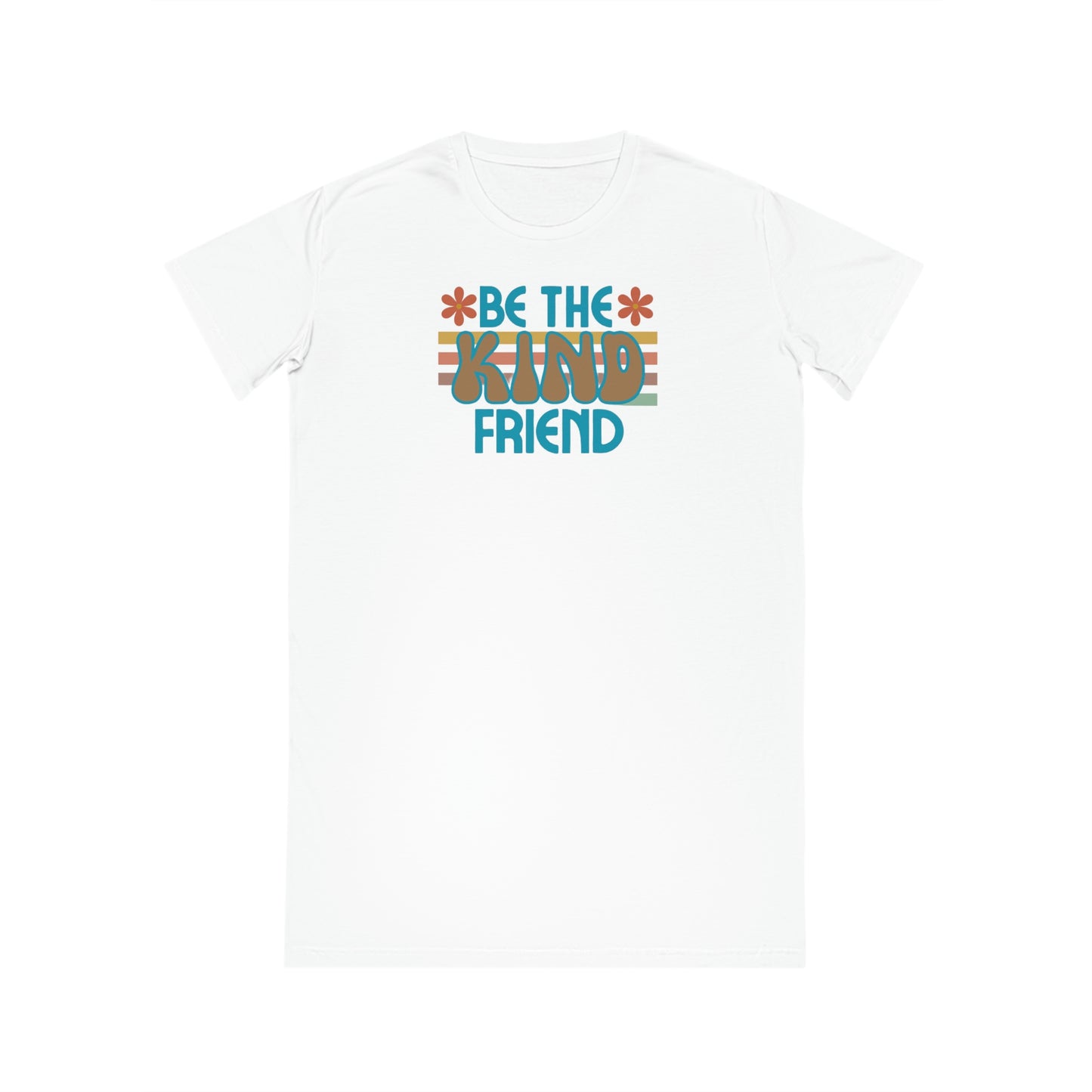 Vestido camiseta con volante "BE The Kind Friend" 