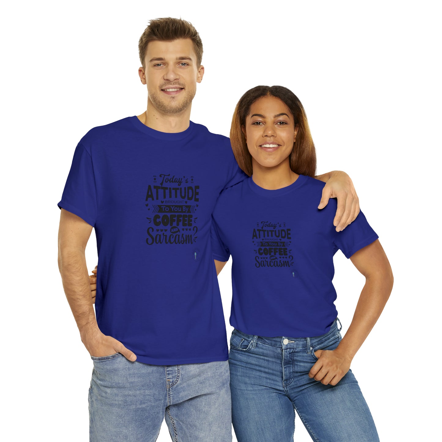 ‘Todays attitude brought to you by Coffee and Sarcasm’ Unisex Heavy Cotton Tee