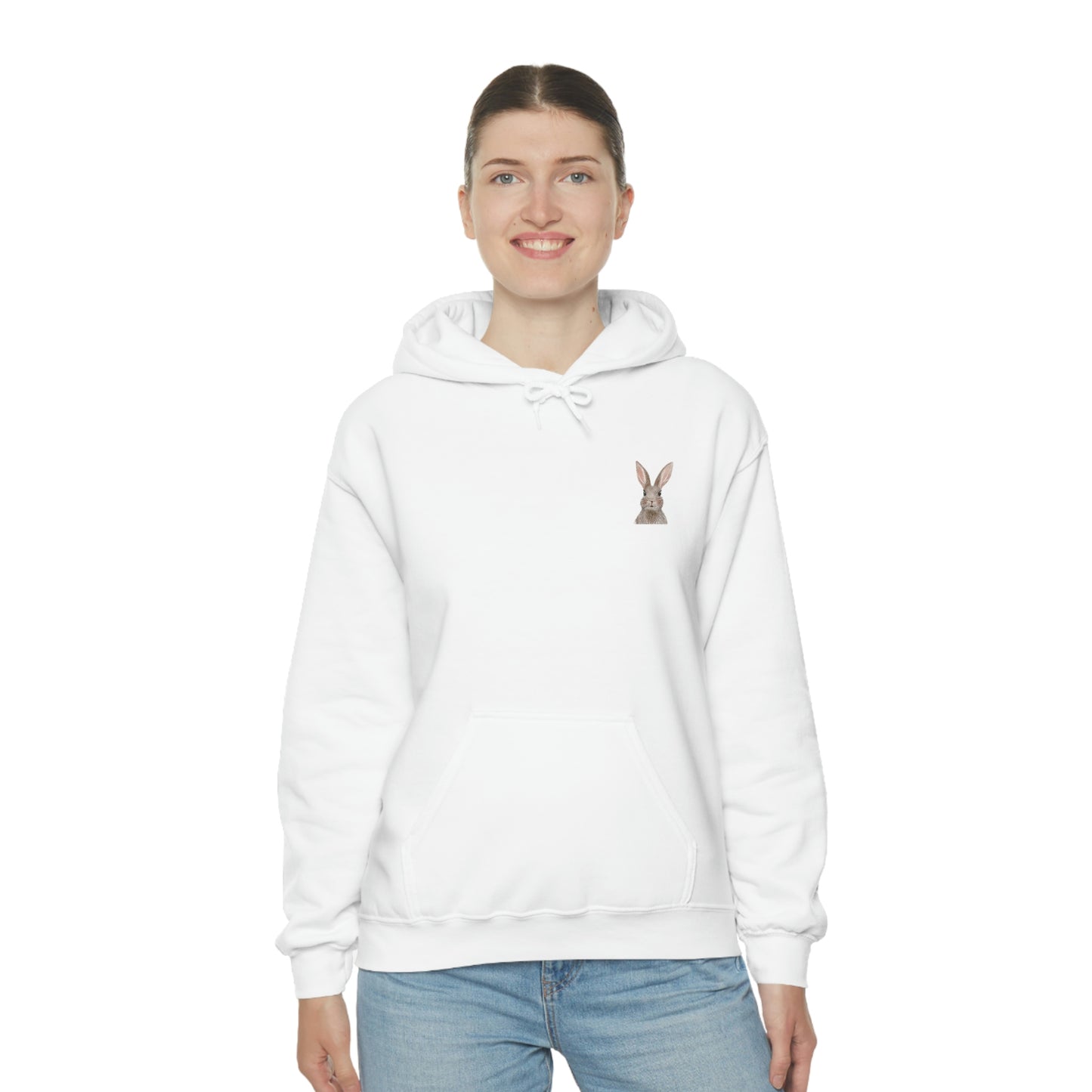 ‘Bunny’ Printed Front & Back.  Unisex Heavy Blend™ Hooded Sweatshirt