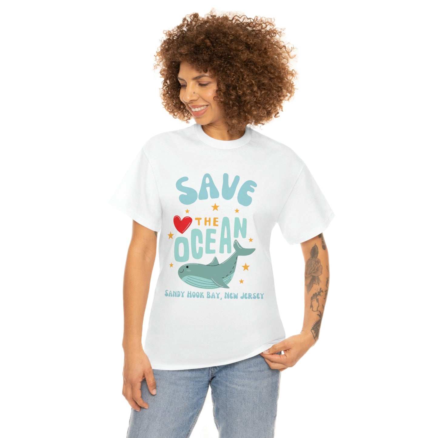 ‘Save the Ocean. Sandy Hook Bay, New Jersey’  ORIGINAL DESIGN Heavy Cotton Tee