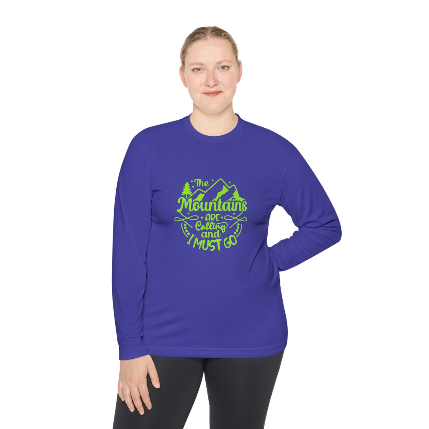 ‘The mountains are calling and I must go’  Unisex Lightweight Long Sleeve Tee