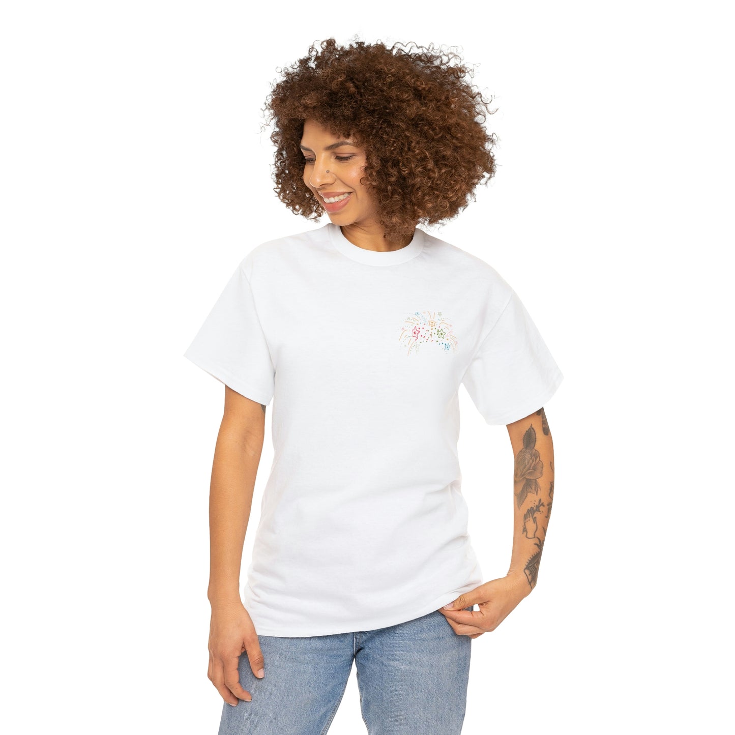 ‘And then, just like that, she did it!’ Printed Front & Back.  Heavy Cotton Tee