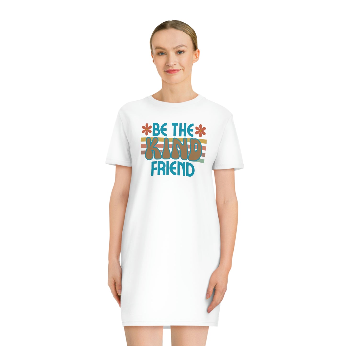 Vestido camiseta con volante "BE The Kind Friend" 