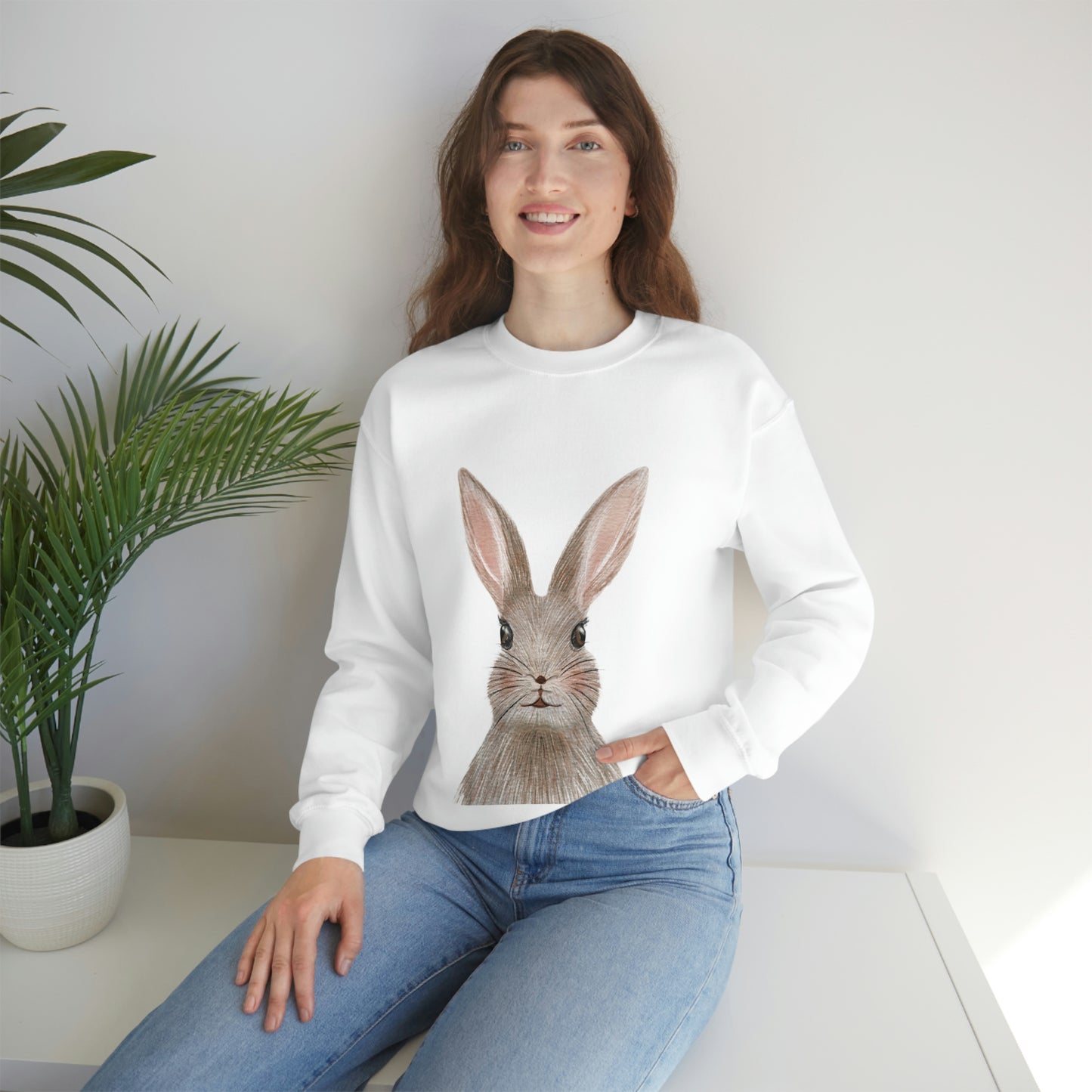 ‘Bunny’ Printed Front & Back.  Unisex Heavy Blend™ Crewneck Sweatshirt