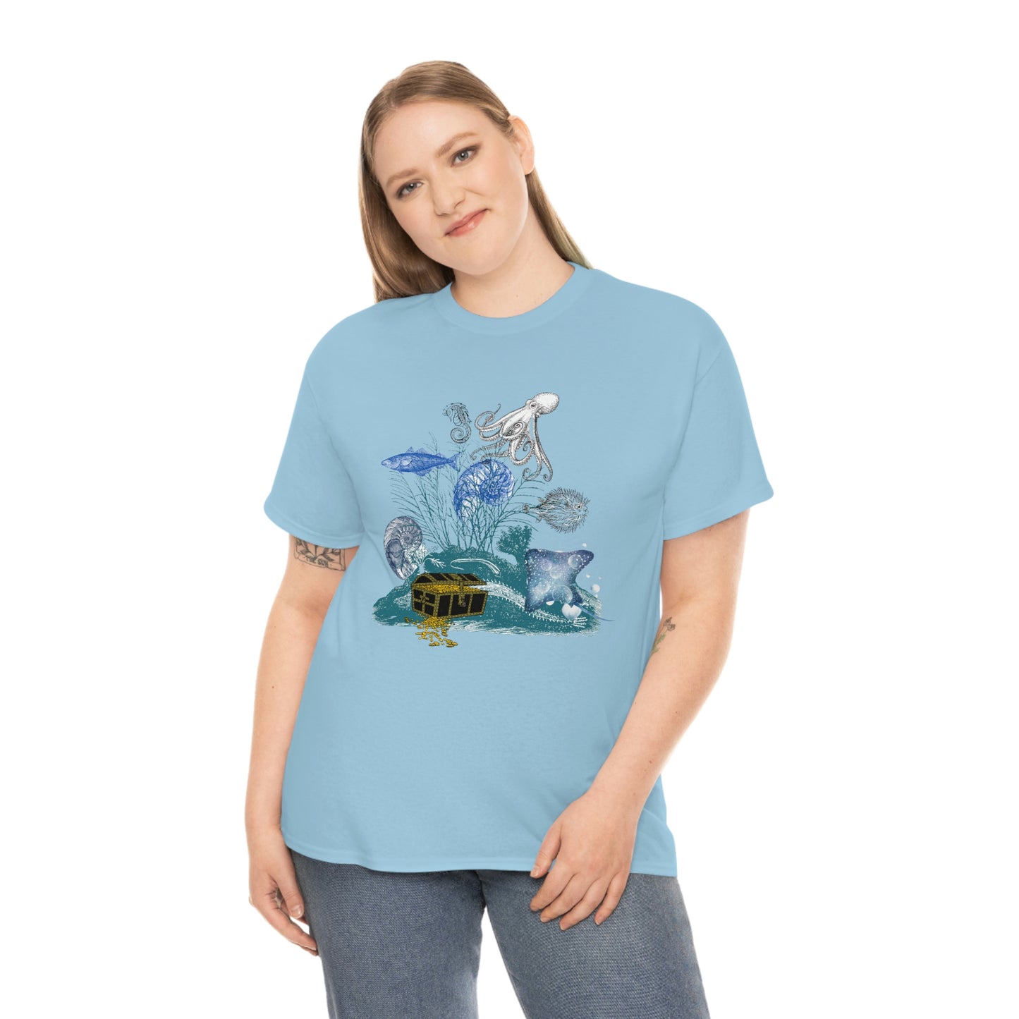 ‘Under The Sea’ Printed Front & Back  Unisex Heavy Cotton Tee