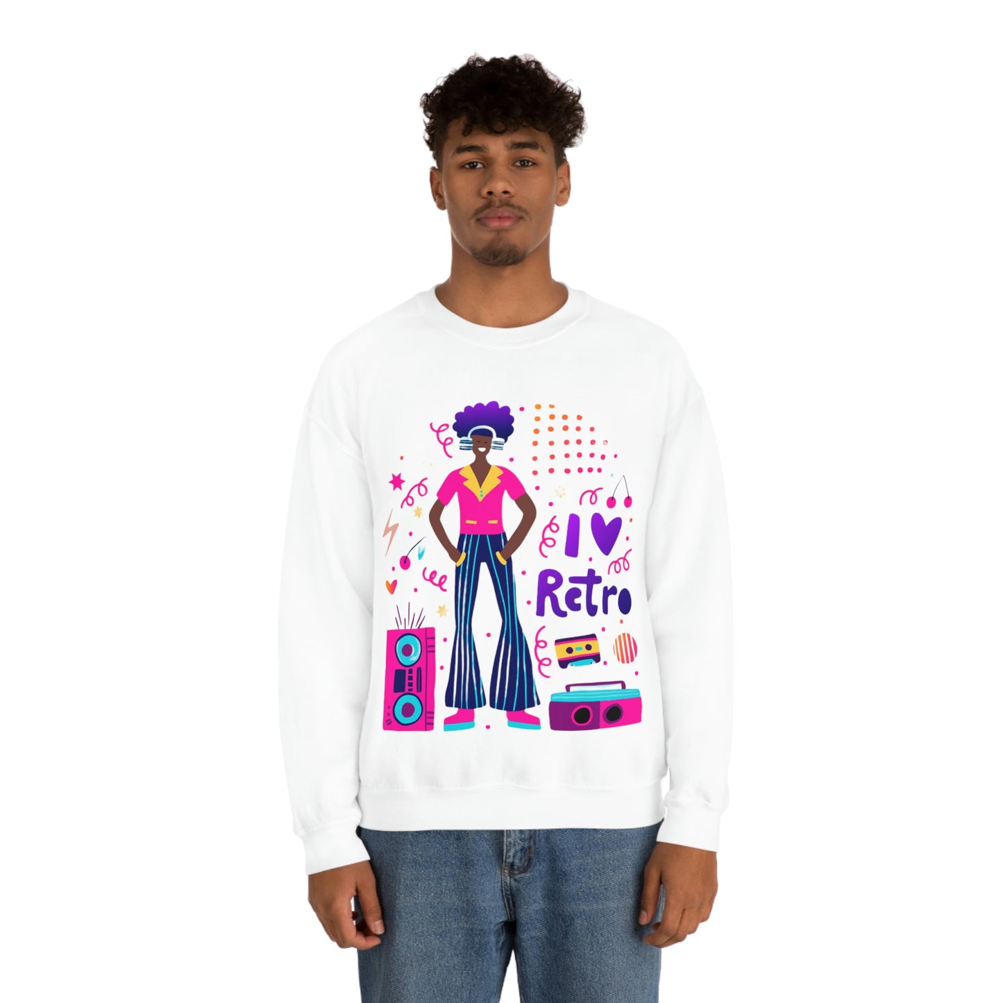 Sudadera de cuello redondo unisex Heavy Blend™ 'I love Retro'