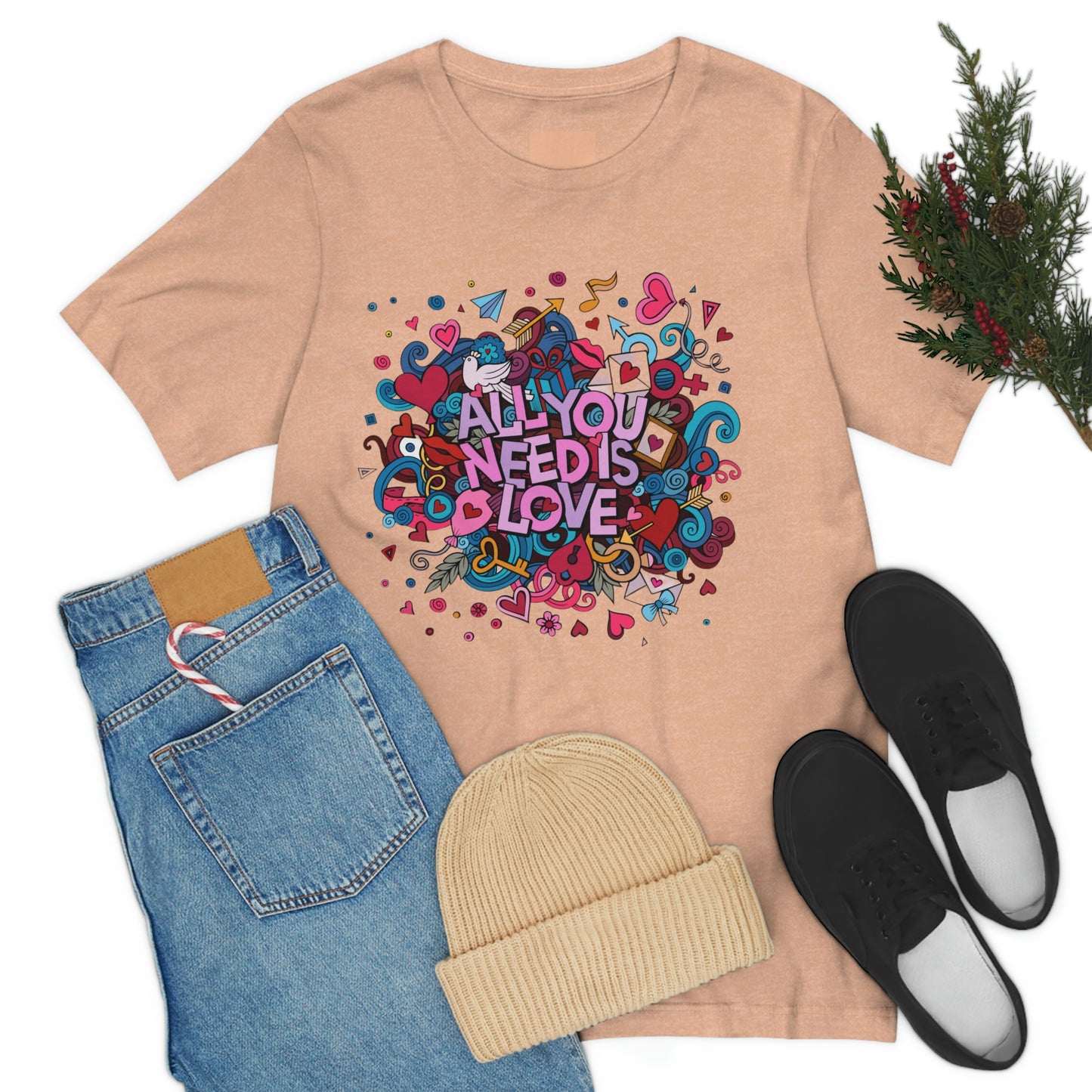 Camiseta de manga corta de jersey unisex 'All you need is Love'