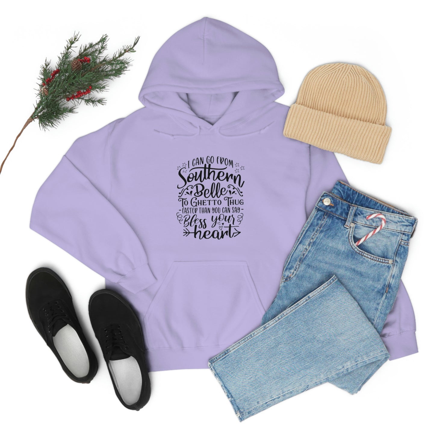 ‘I can go from Southern Belle to Ghetto Thug faster than you can say bless your heart’   Unisex Heavy Blend™ Hooded Sweatshirt