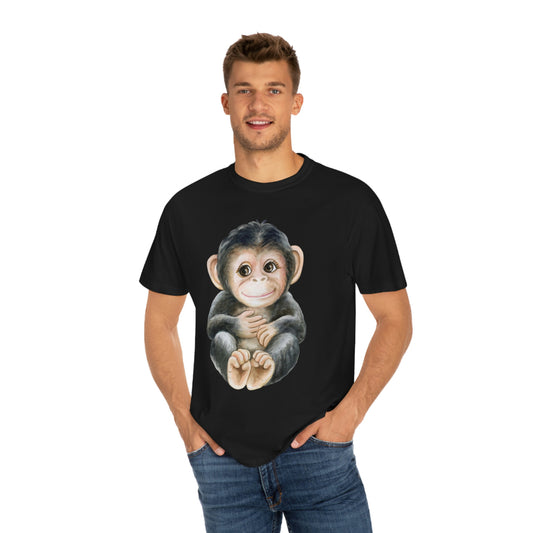 ‘Baby monkey’ Printed Front & Back.  Unisex Garment-Dyed T-shirt