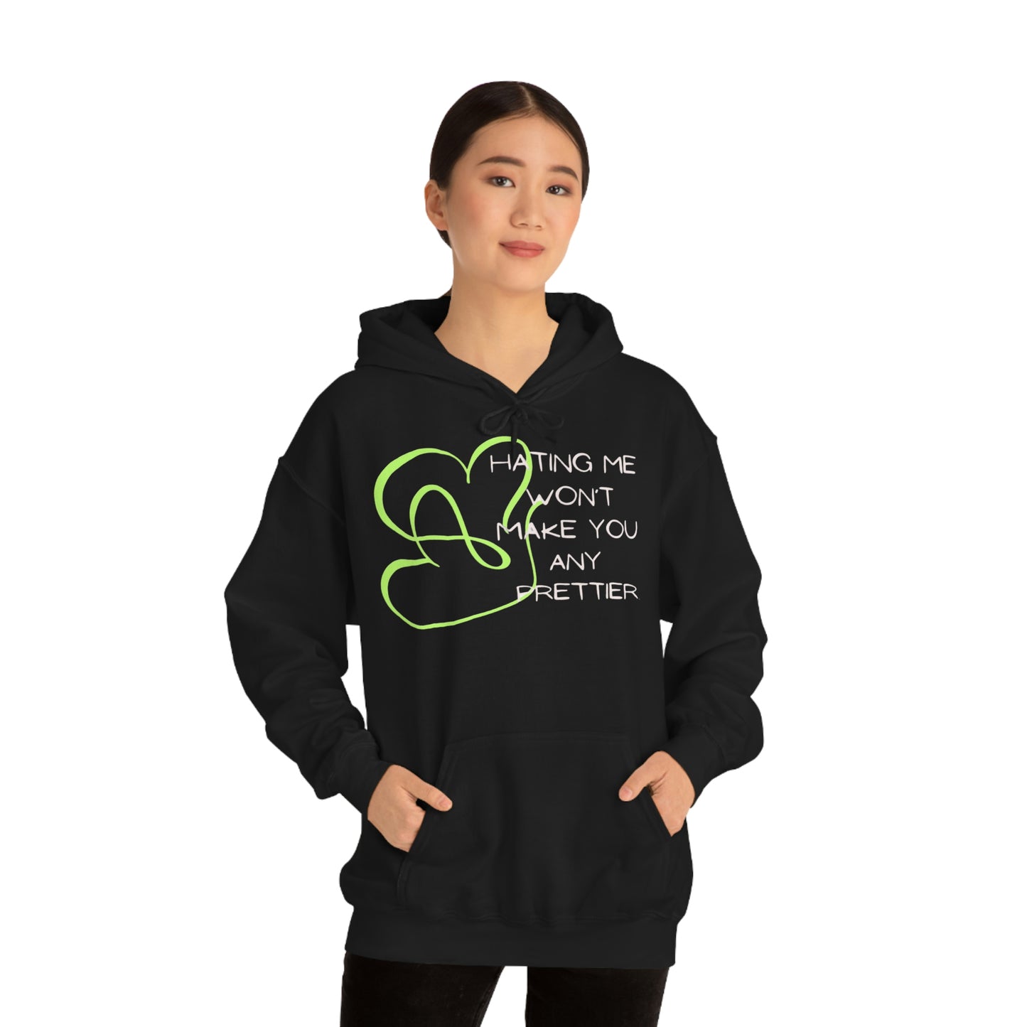 Sudadera con capucha unisex Heavy Blend™ "Odiarme no te hará más bonita"