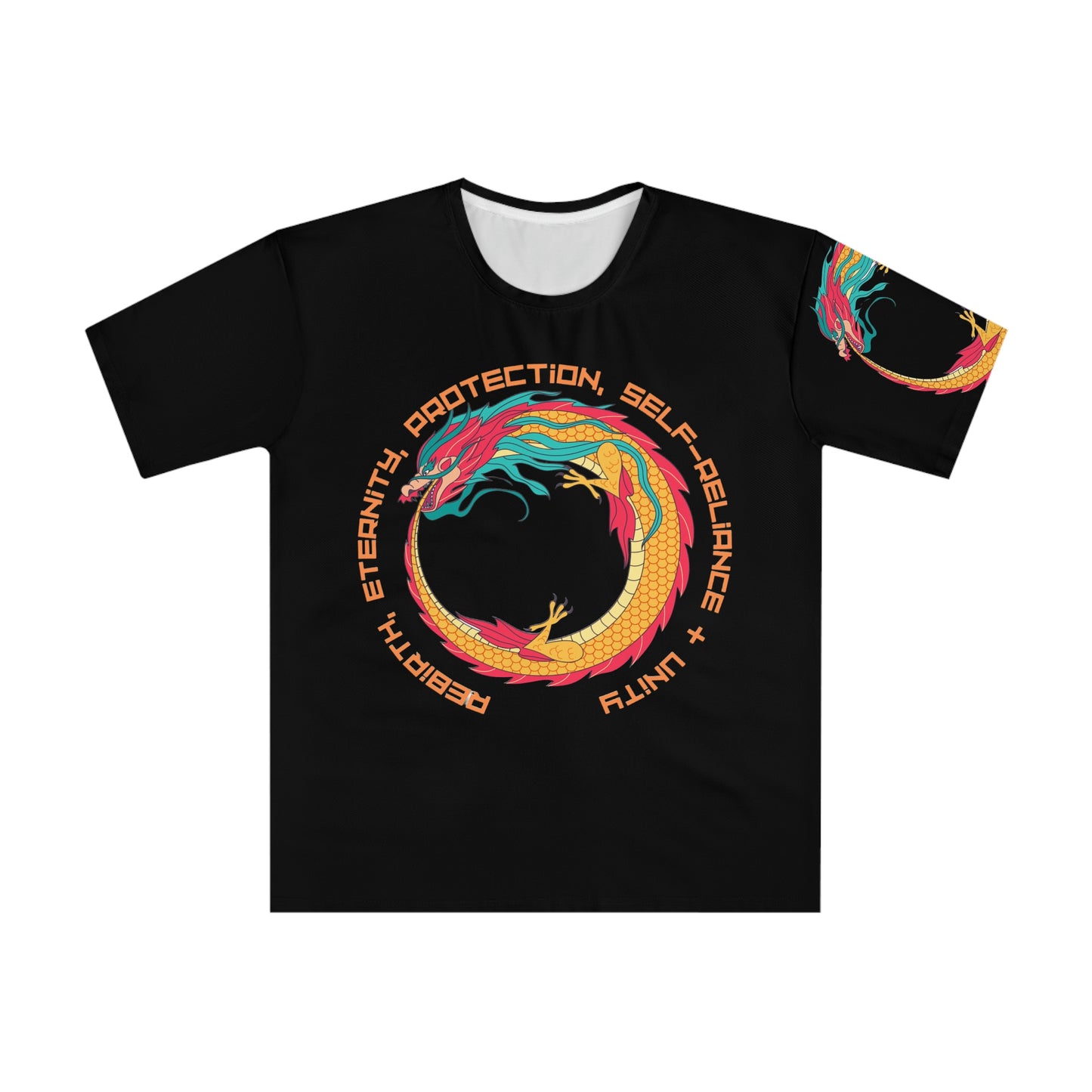 ‘The Ouroboros’ symbol of rebirth, eternity, protection, self-reliance & unity. Printed Front, Back & One sleeve. Men's Loose T-shirt (AOP)