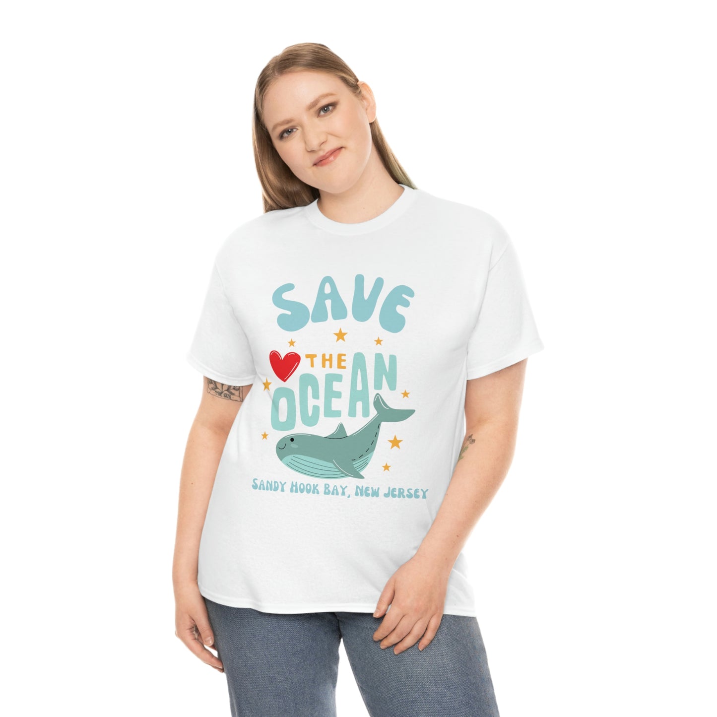 ‘Save the Ocean. Sandy Hook Bay, New Jersey’  ORIGINAL DESIGN Heavy Cotton Tee