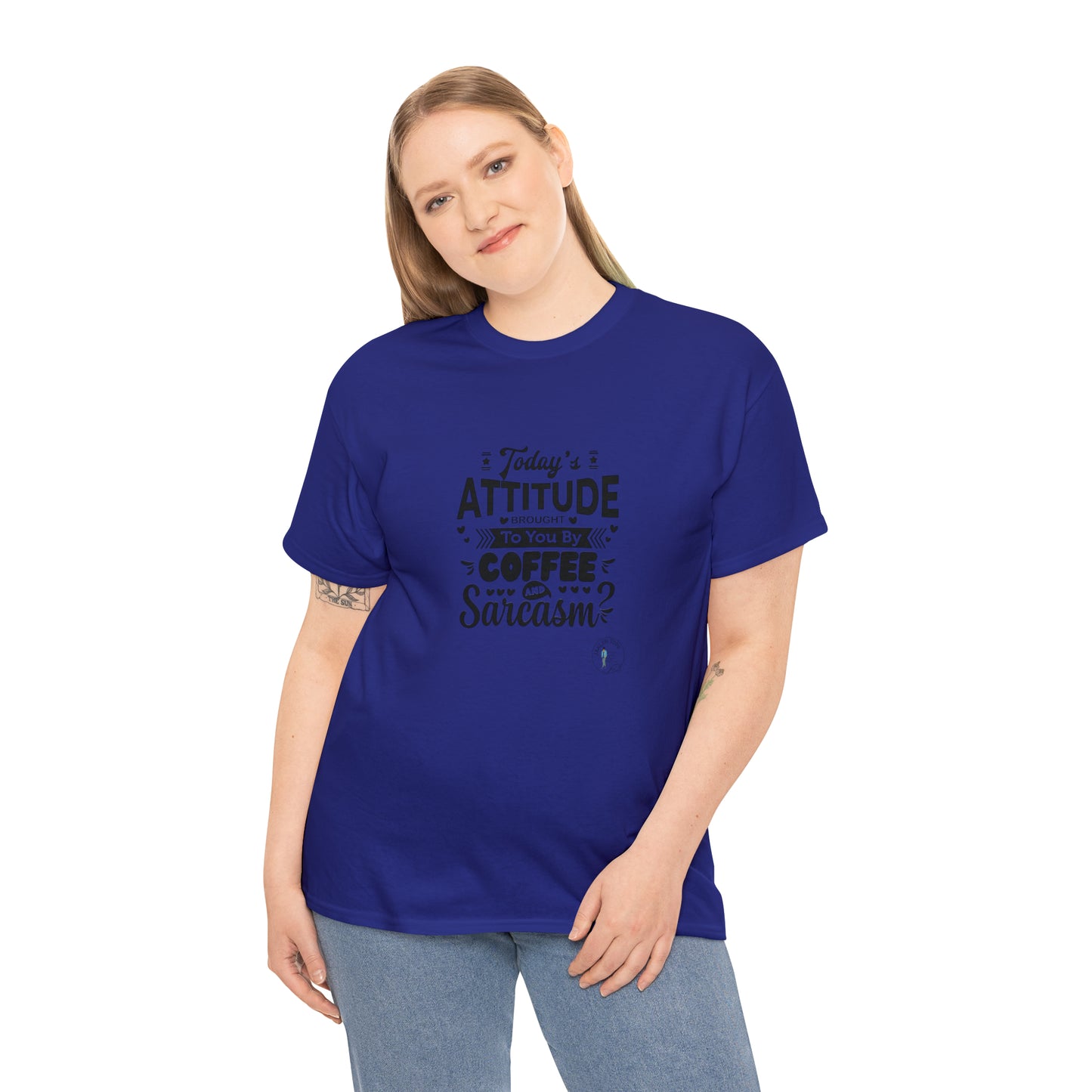 ‘Todays attitude brought to you by Coffee and Sarcasm’ Unisex Heavy Cotton Tee