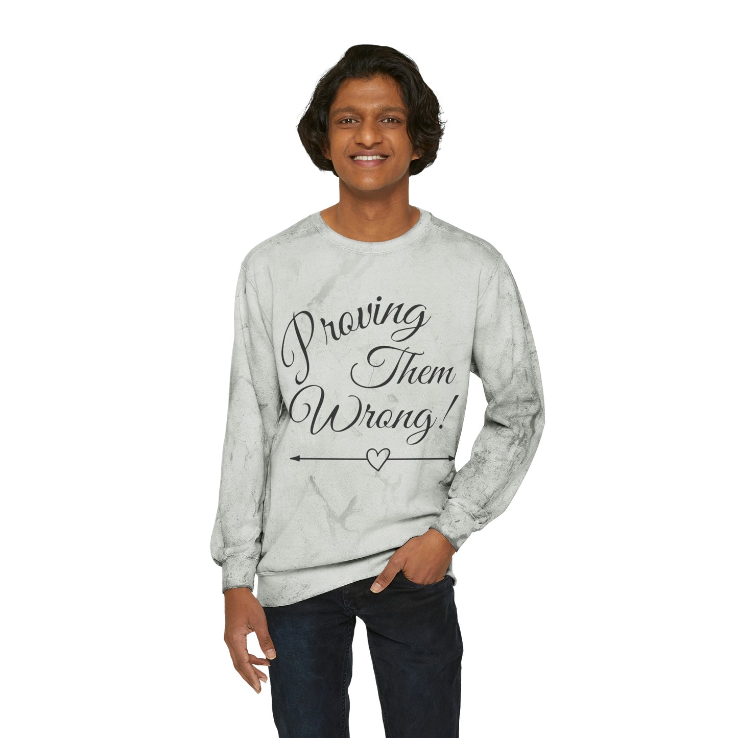 ‘Proving Them Wrong’ Printed Front & Back   Unisex Color Blast Crewneck Sweatshirt