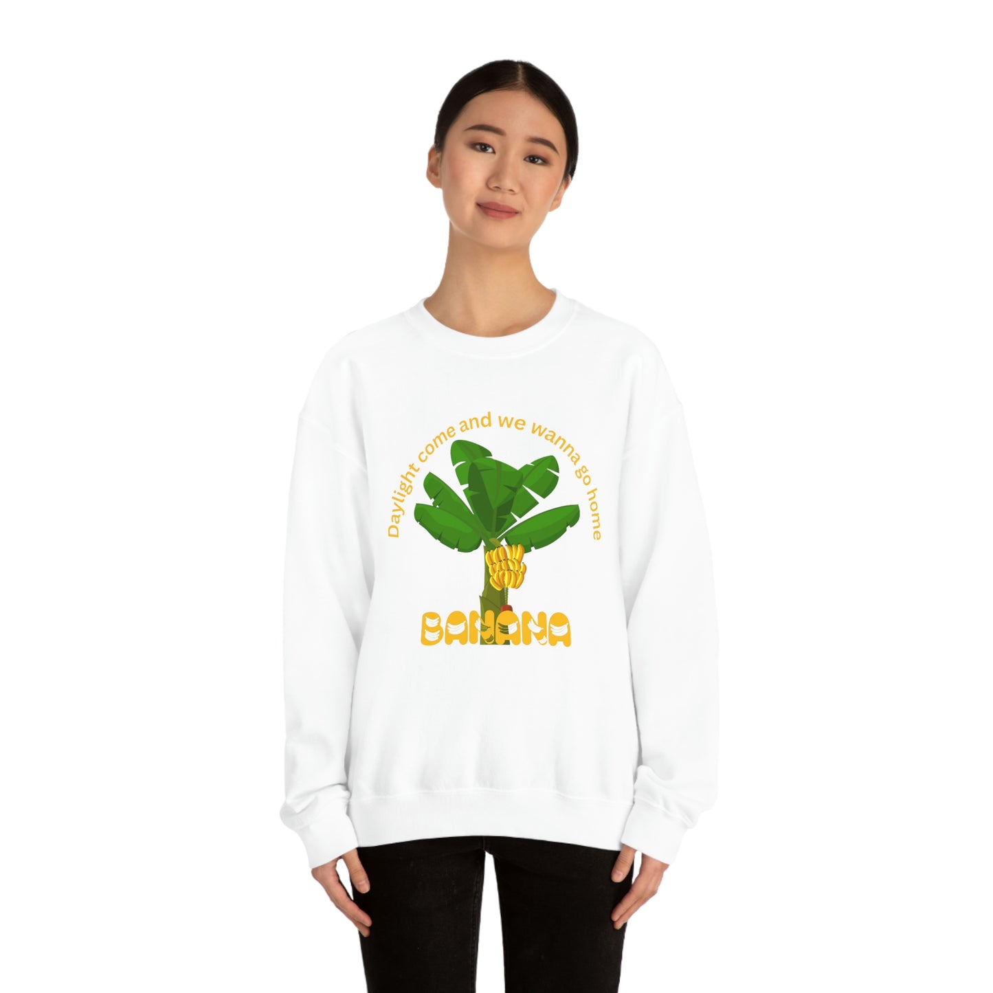 ‘The BANANA Song’ lyrics on the Back.  Unisex Heavy Blend™ Crewneck Sweatshirt