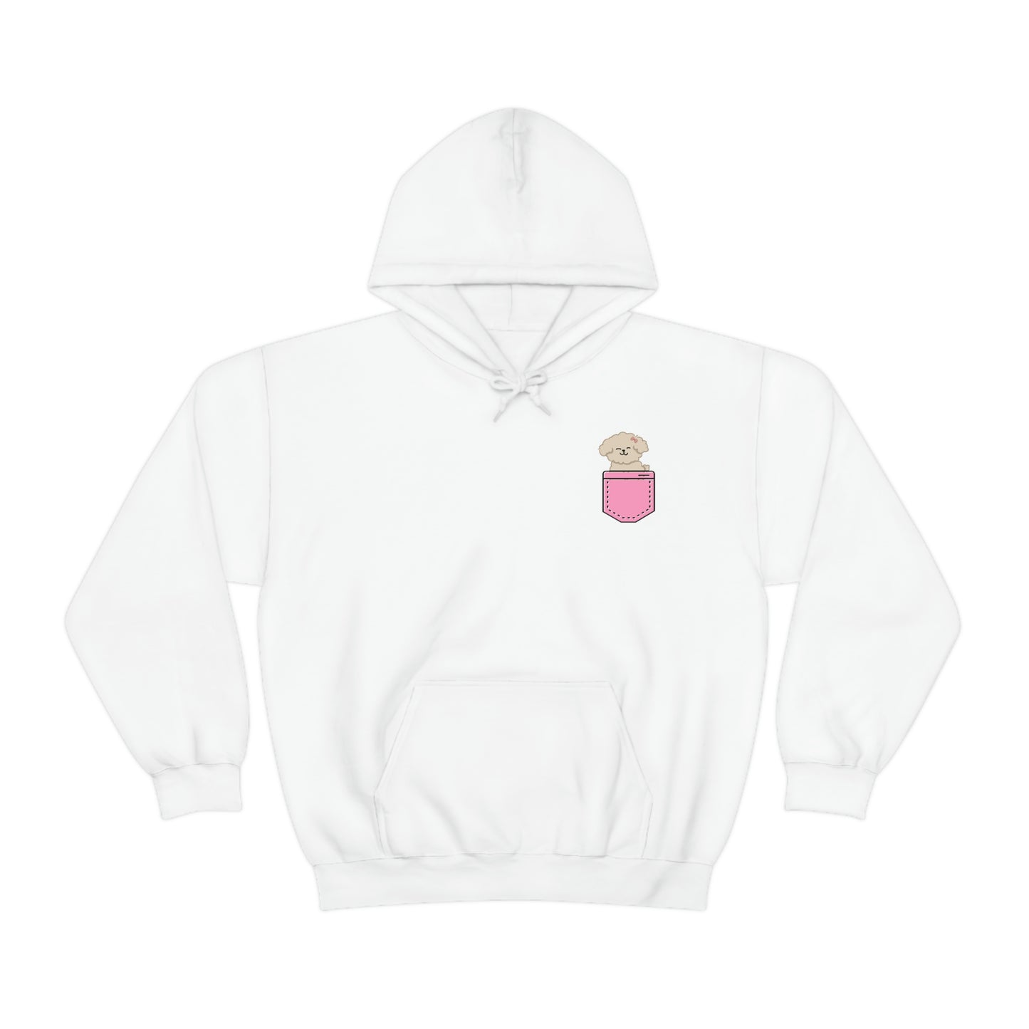 ‘Pocket Puppy’ Printed Front & Back.  Unisex Heavy Blend™ Hooded Sweatshirt