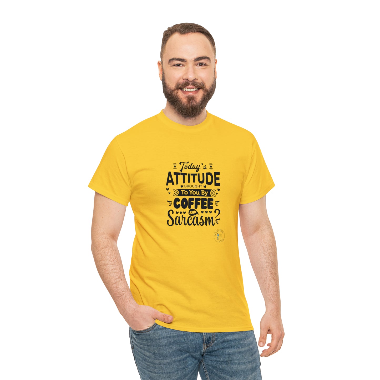 ‘Todays attitude brought to you by Coffee and Sarcasm’ Unisex Heavy Cotton Tee