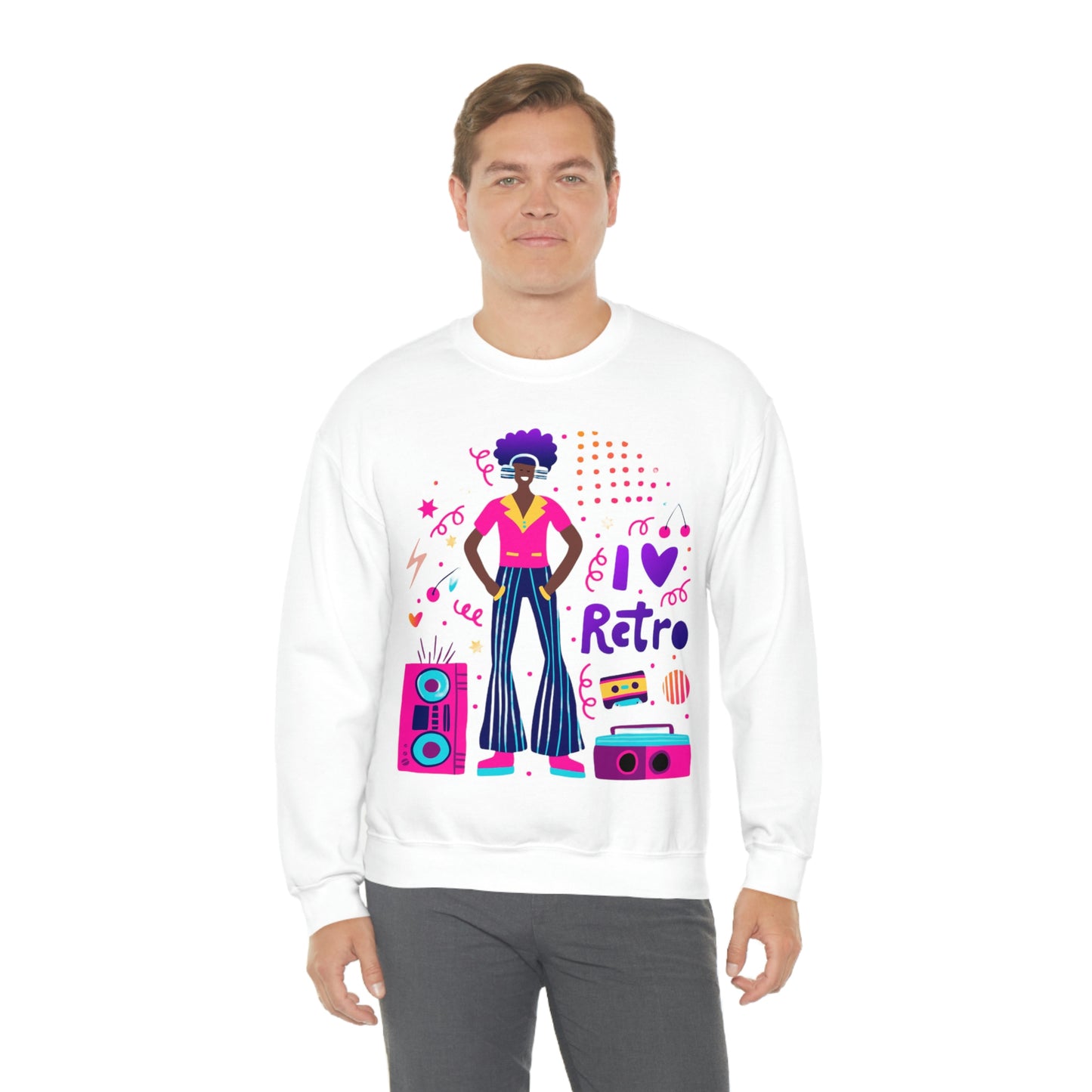 Sudadera de cuello redondo unisex Heavy Blend™ 'I love Retro'