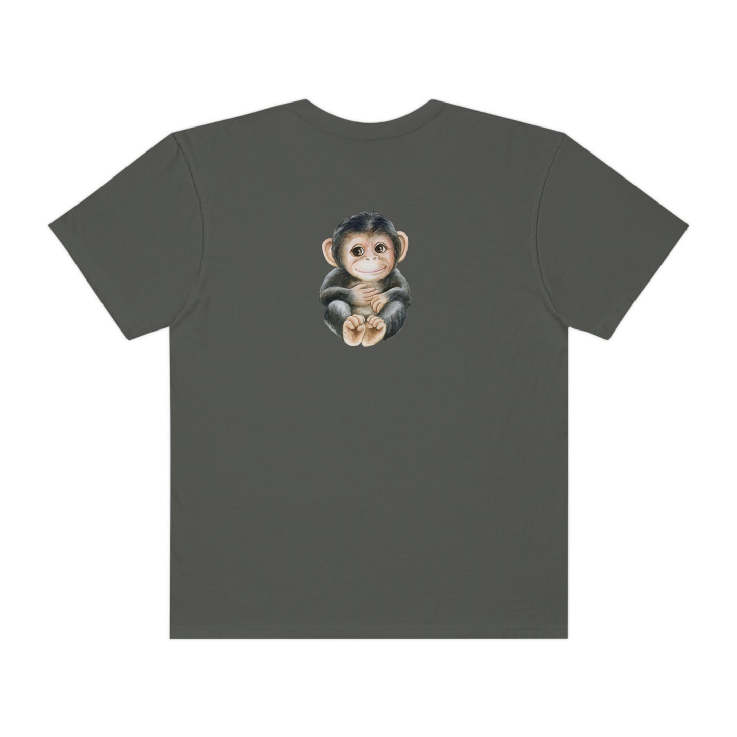 ‘Baby monkey’ Printed Front & Back.  Unisex Garment-Dyed T-shirt