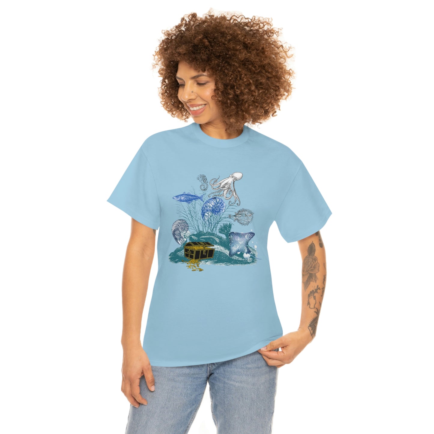 ‘Under The Sea’ Printed Front & Back  Unisex Heavy Cotton Tee