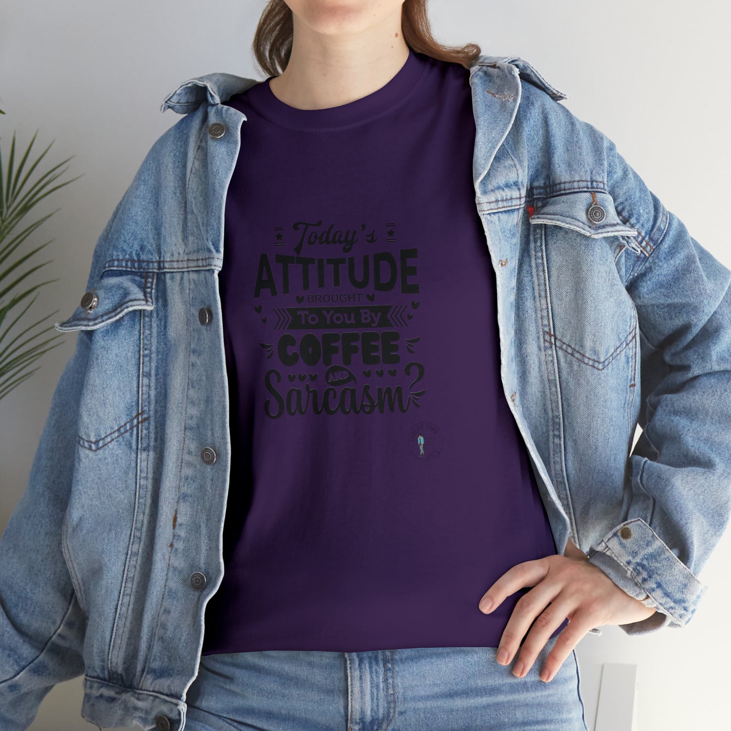 ‘Todays attitude brought to you by Coffee and Sarcasm’ Unisex Heavy Cotton Tee