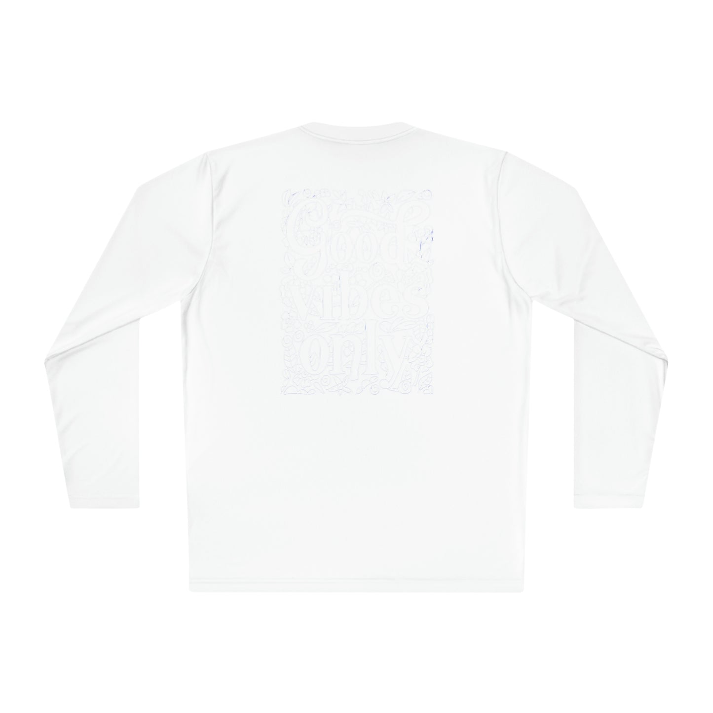 Camiseta de manga larga unisex ligera con estampado "Good Vibes Only" en ambos lados