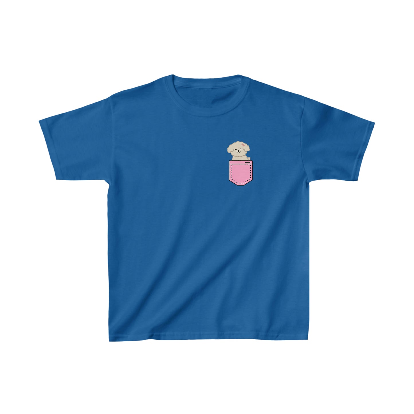 ‘Pocket Puppy’ Printed Front & Back.  Kids Heavy Cotton™ Tee